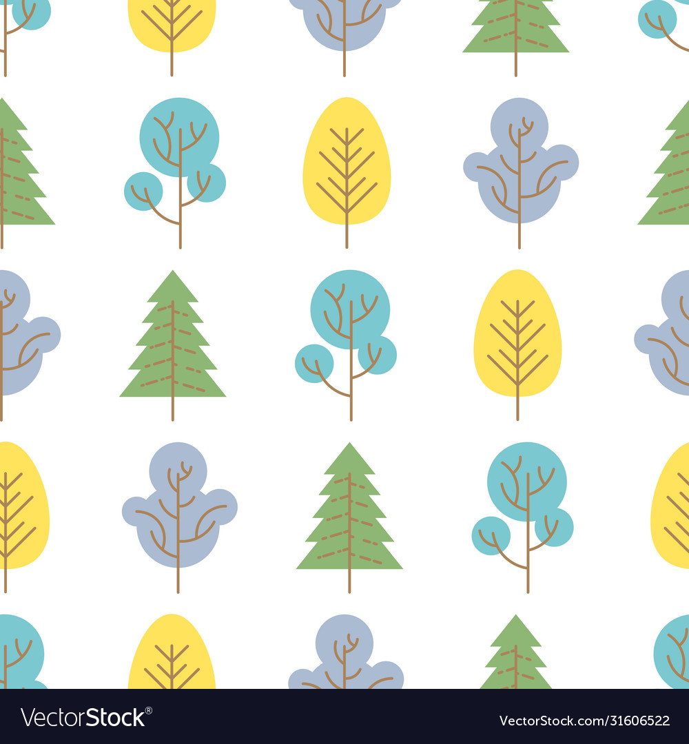 Seamless pattern with colored trees