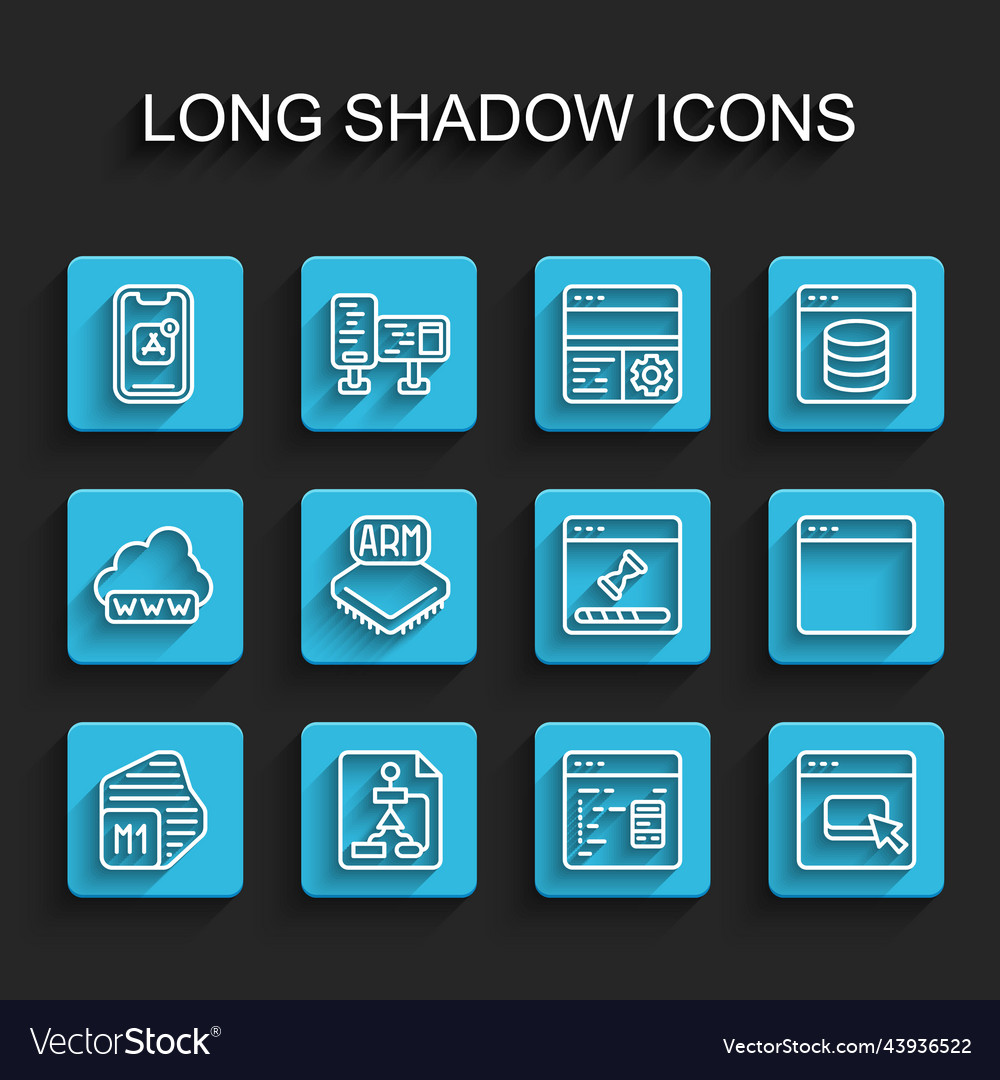 Set line processor flowchart mobile apps vector image Set line processor flowchart mobile apps