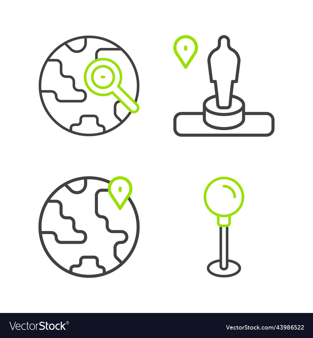 Set line push pin location on the globe vector image Set line push pin location on the globe