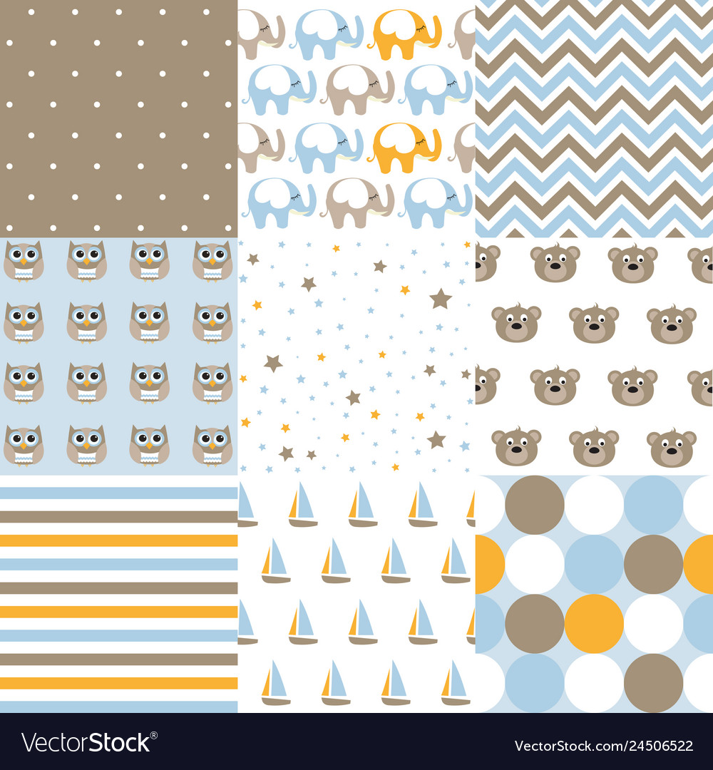 Set of baby boy patterns seamless pattern Vector Image