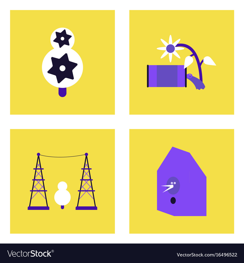 Set of modern eco system icons in flet style