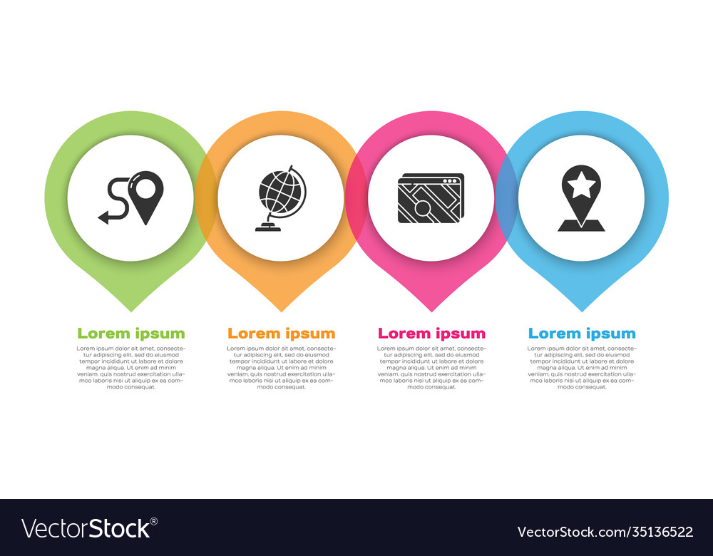 Set route location earth globe infographic