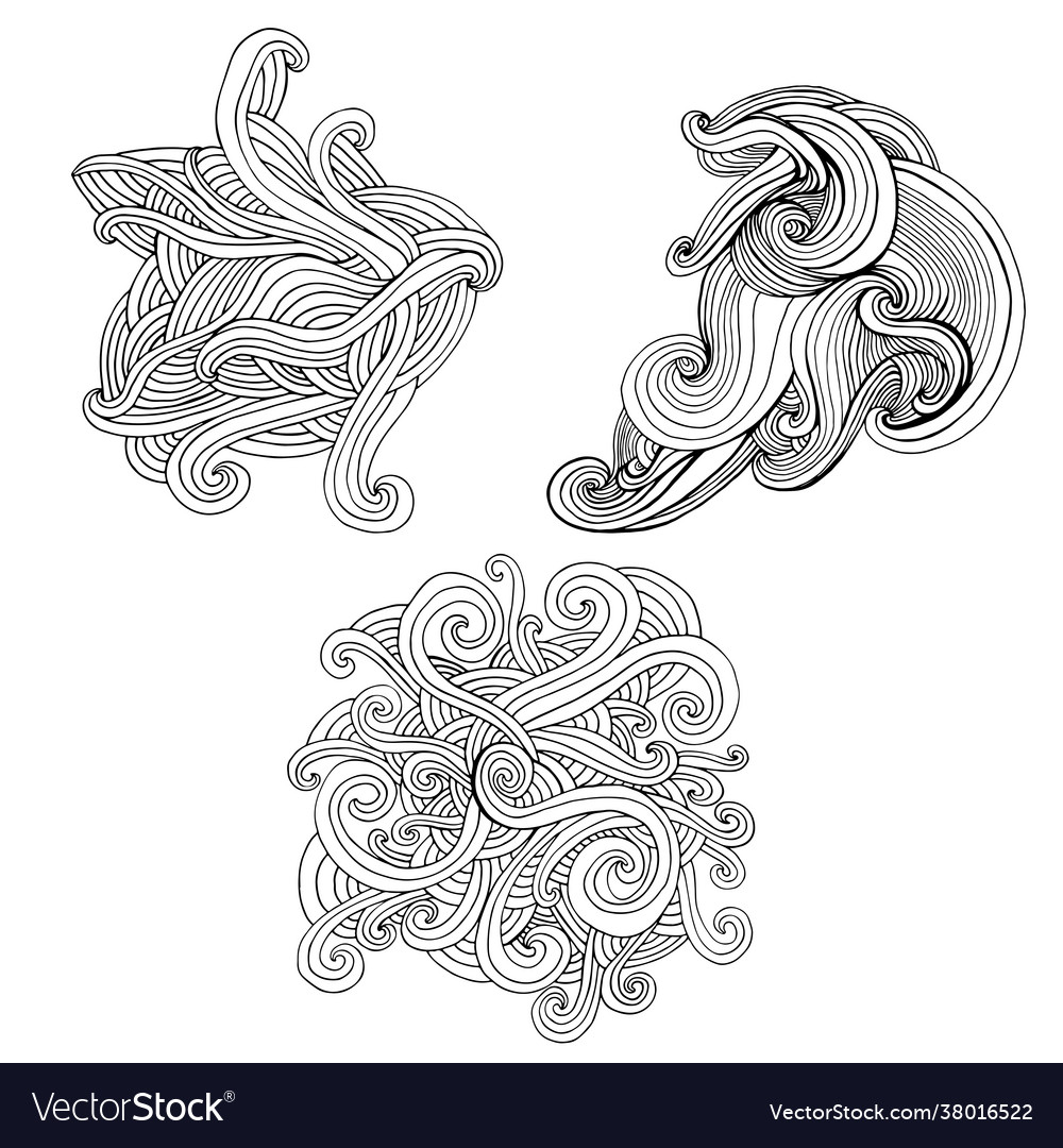 Set with psychedelic abstract waves elements vector image Set with psychedelic abstract waves elements