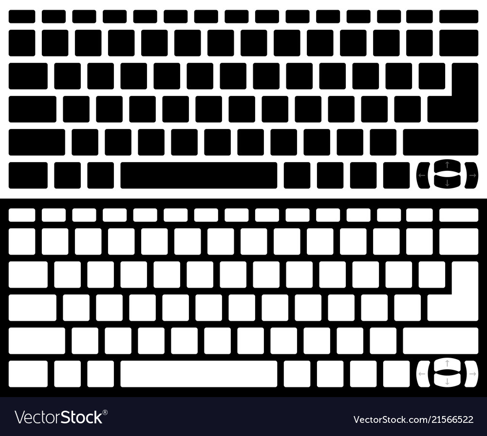 Silhouette computer keyboard isolated black vector image Silhouette computer keyboard isolated black
