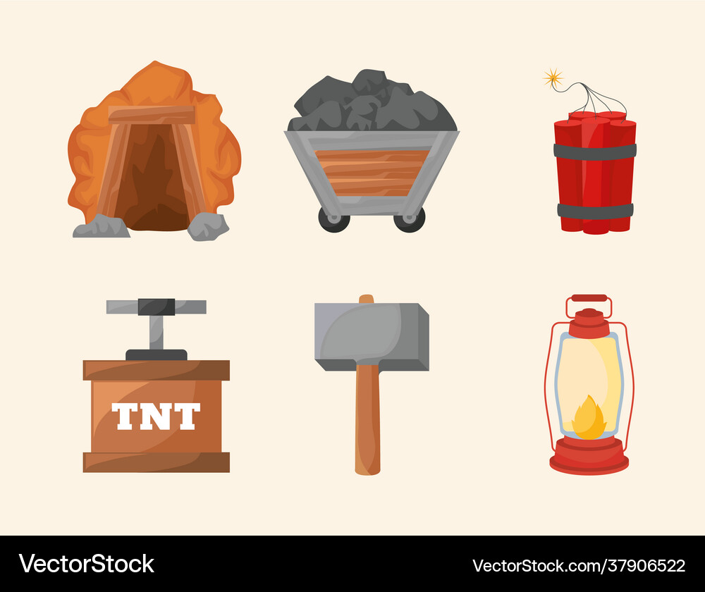 Six mining icons Royalty Free Vector Image - VectorStock