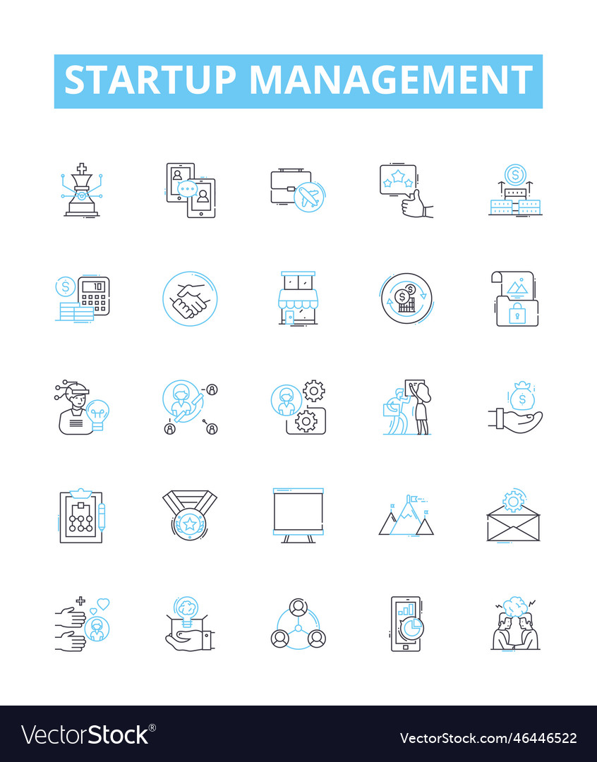 Startup management line icons set Vector Image Startup management line icons set