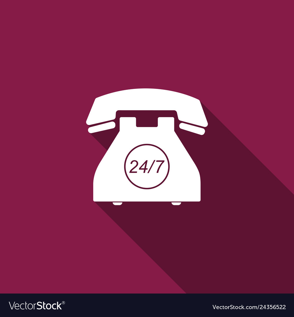 Telephone 24 hours support icon isolated