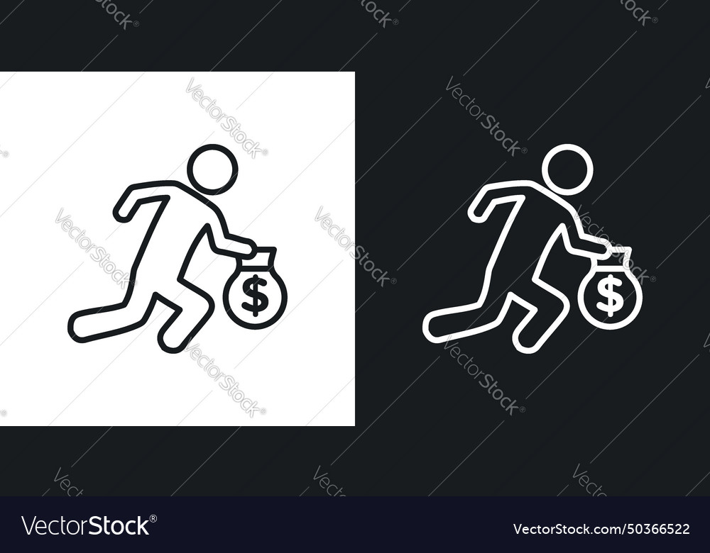 Thief icon set robber and criminal money steal Vector Image