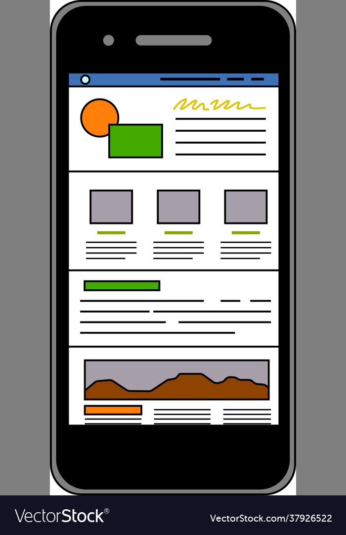 Web screen viewed on a smartphone vector image Web screen viewed on a smartphone