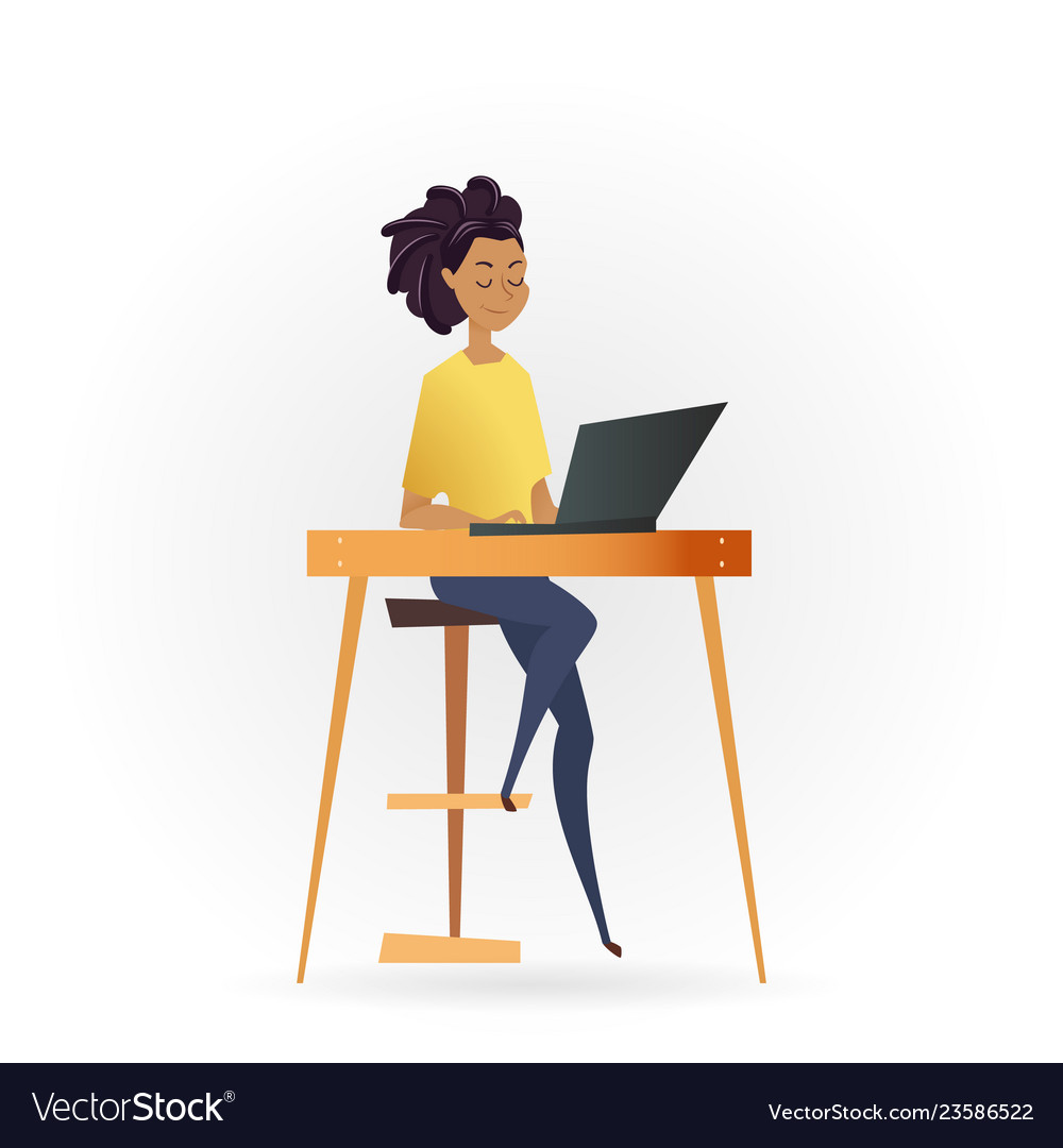 Frau arbeitet an Computer