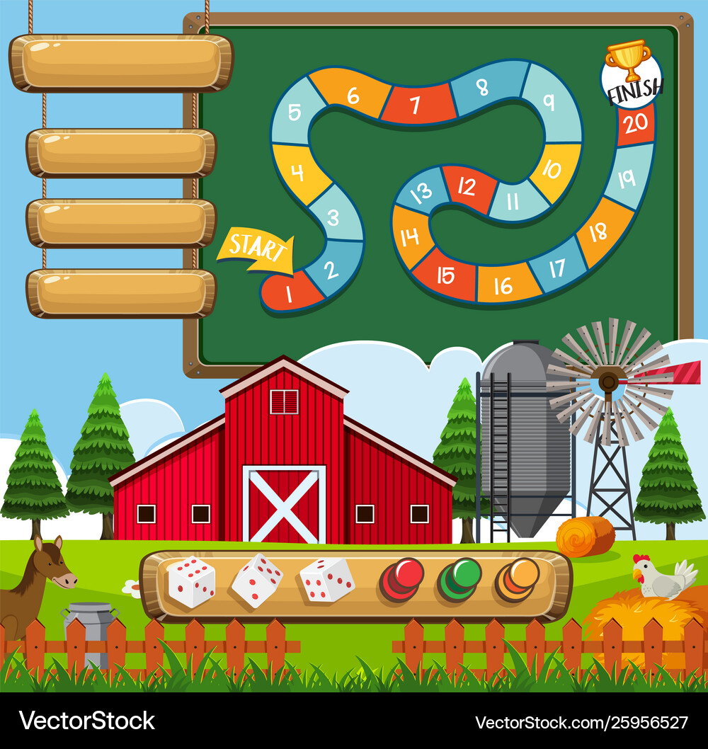 A boardgame farm template Royalty Free Vector Image
