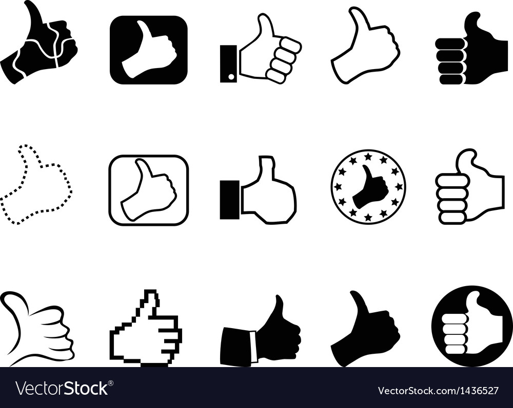 Black thumbs up icons set