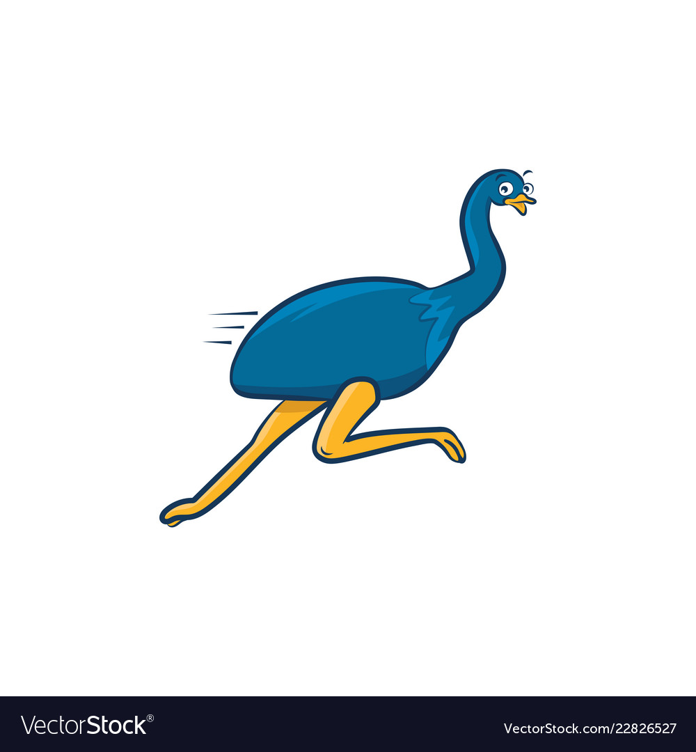 Blue running emu cartoon Royalty Free Vector Image Blue running emu cartoon Royalty Free Vector Image