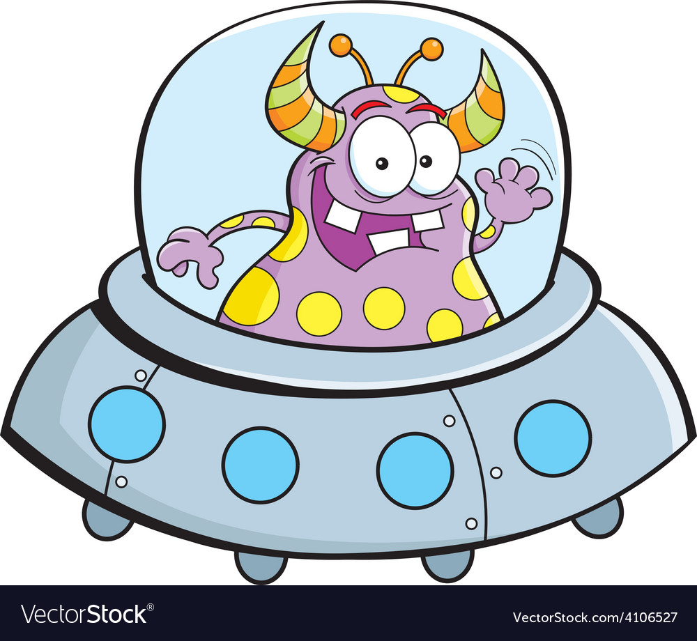 alien in spaceship cartoon