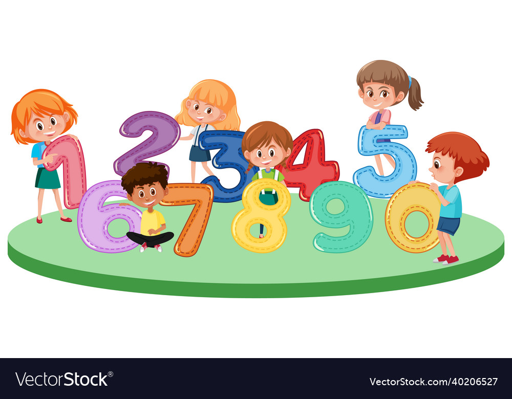 Children with math number font