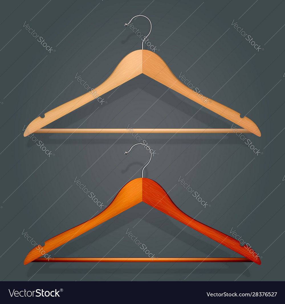 Graphic realistic wooden coat hanger Royalty Free Vector