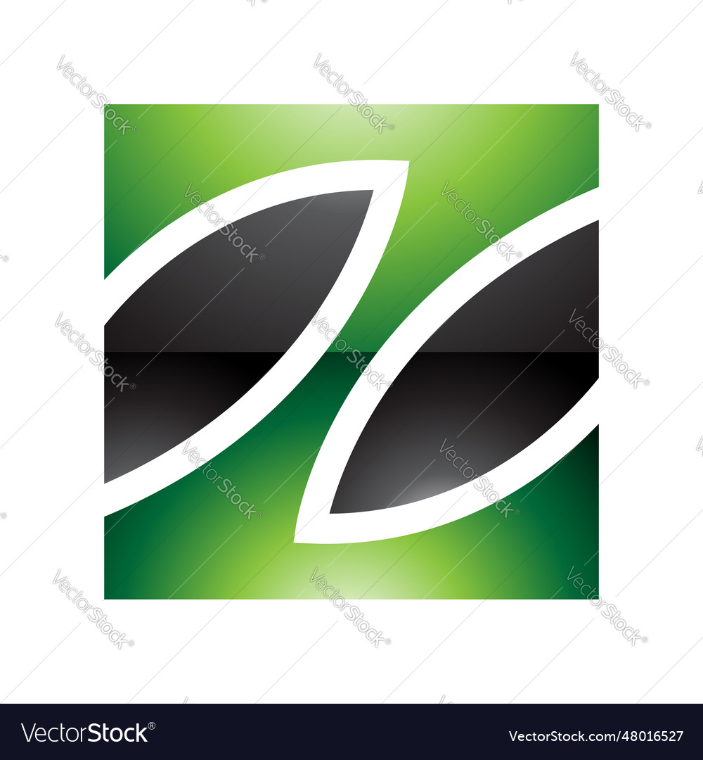 Green and black glossy square shaped letter z icon