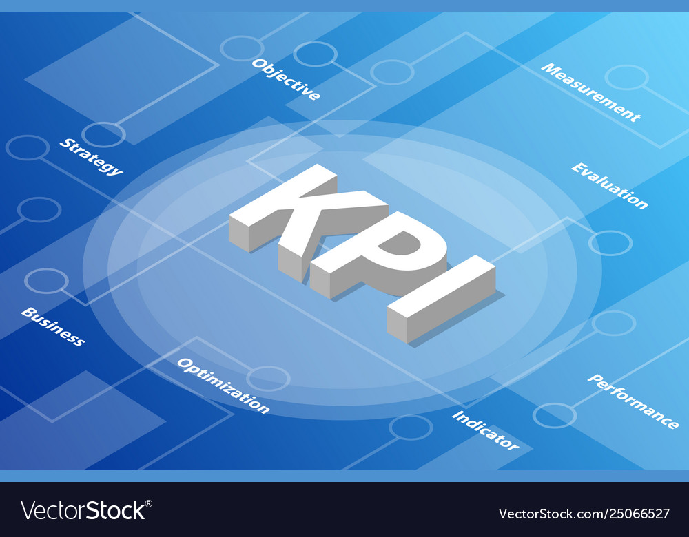 Kpi Key Performance Indicator Isometric 3d Word Vector Image