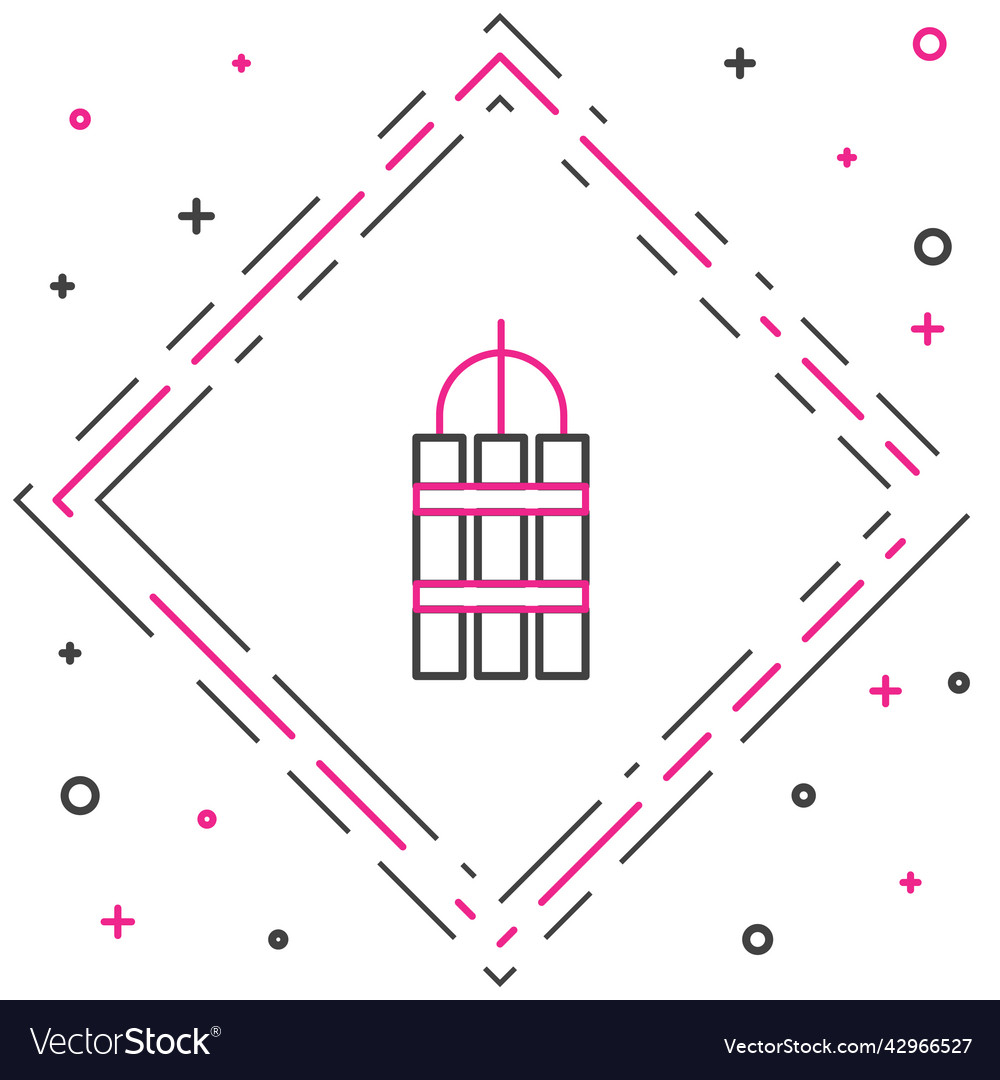 Line detonate dynamite bomb stick and timer clock vector image Line detonate dynamite bomb stick and timer clock