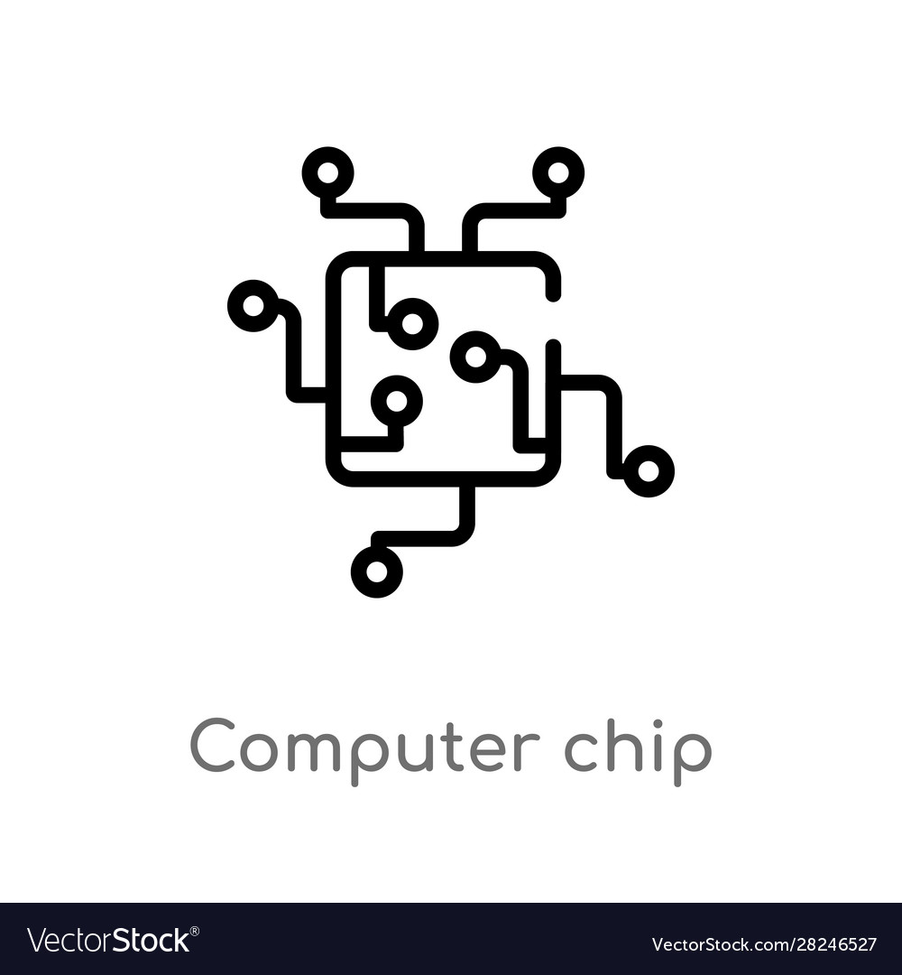 Outline computer chip icon isolated black simple