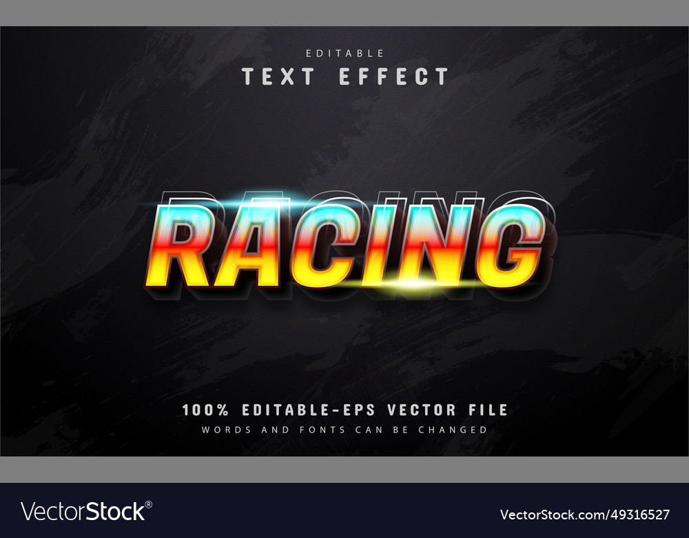 Racing text 3d gradient style effect vector image Racing text 3d gradient style effect