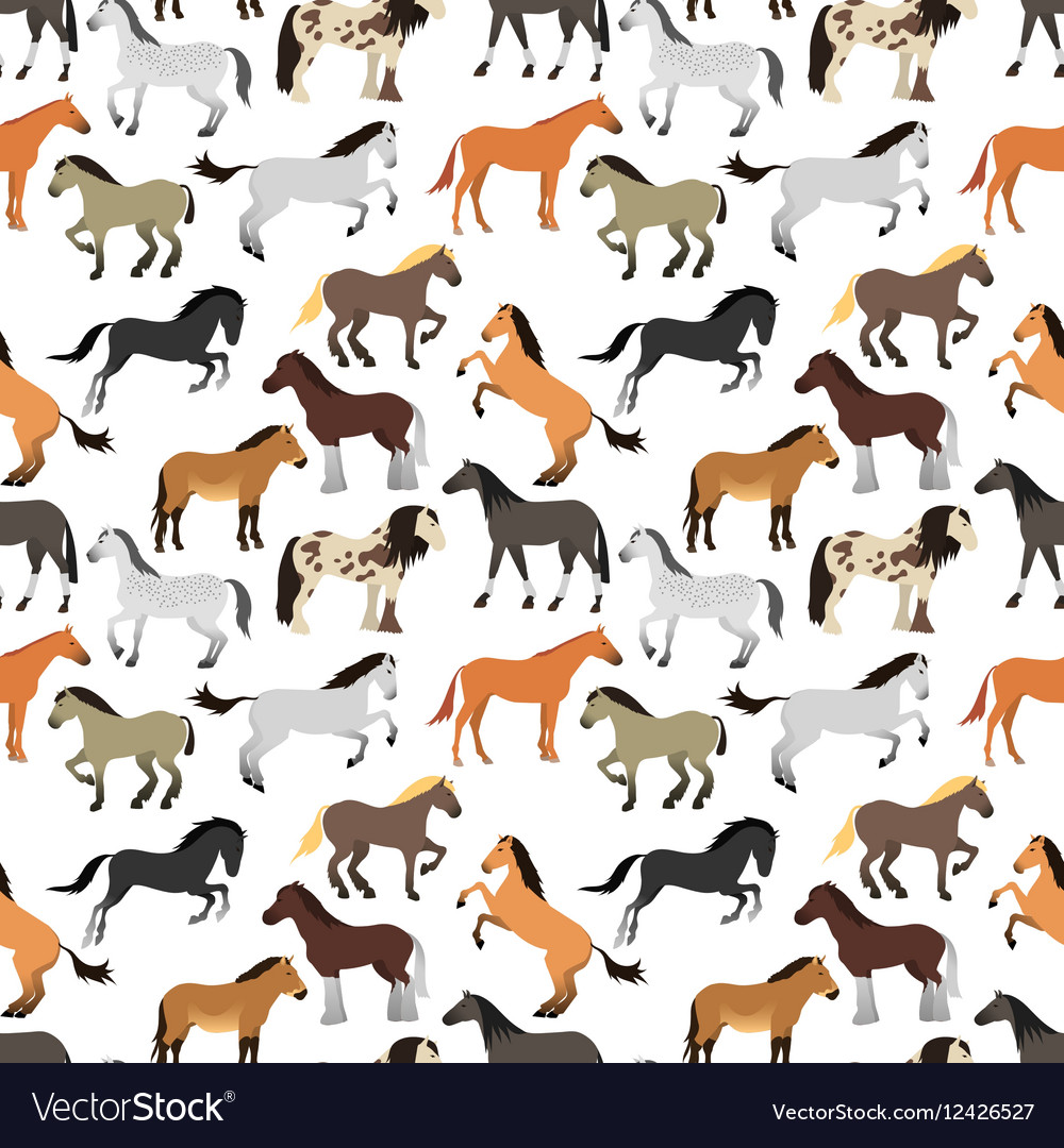 Seamless pattern with horse in flat style