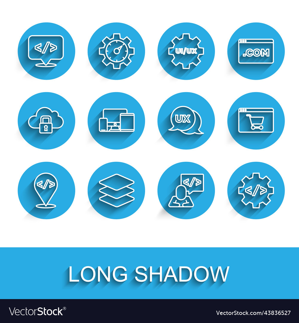 Set line front end development layers monitor vector image Set line front end development layers monitor