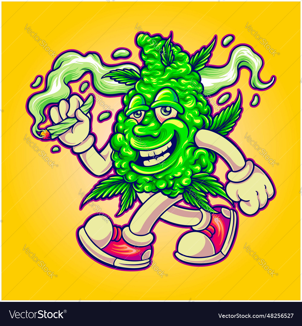 Smoking weed fun monster funky cannabis Royalty Free Vector