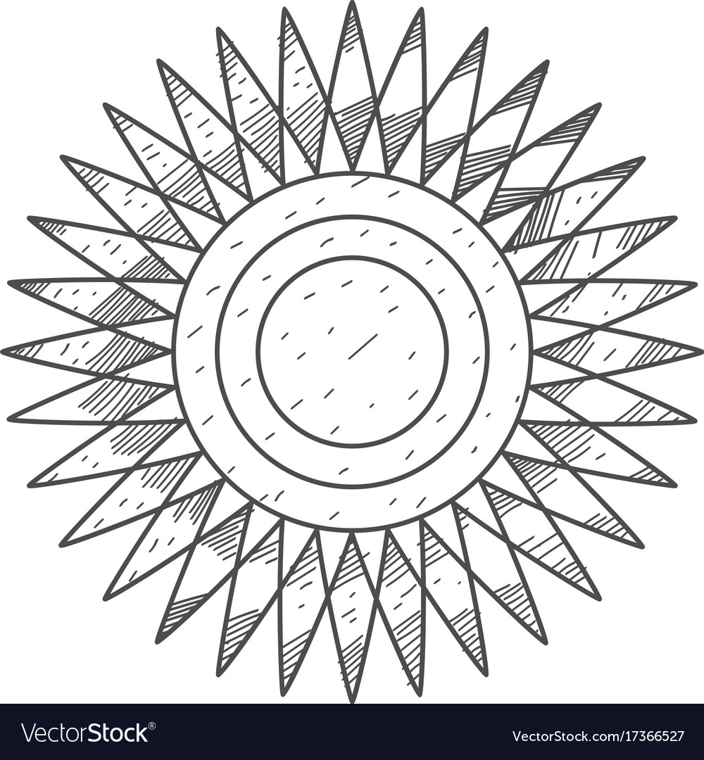 Stylized sun disk with sharp rays coloring