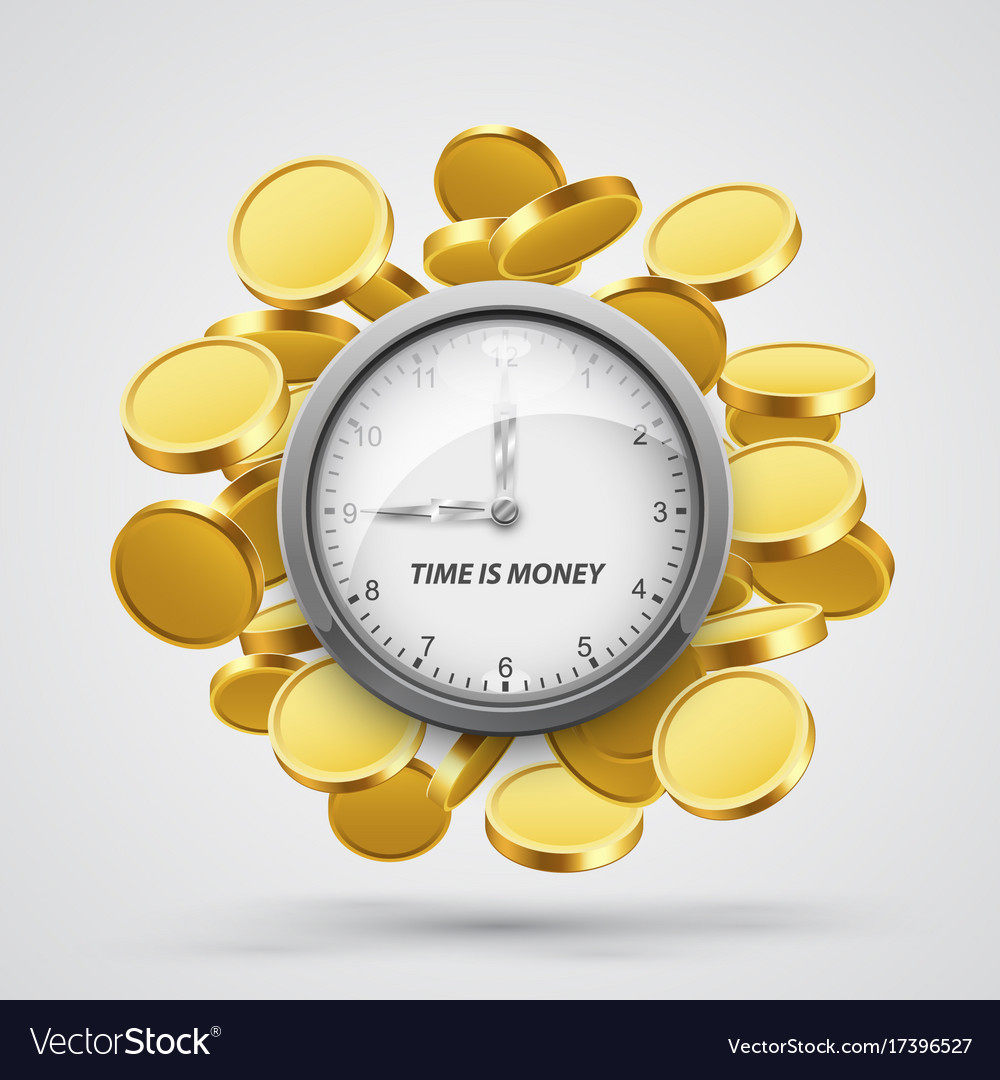 Time money clock with coins objects