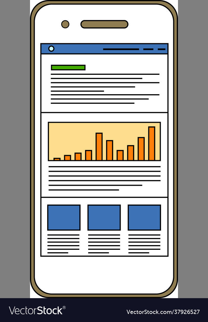 Web screen viewed on a smartphone vector image Web screen viewed on a smartphone