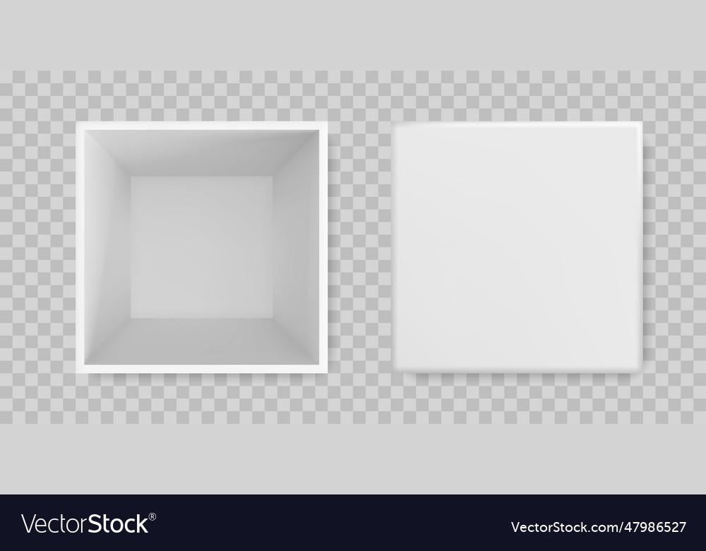 White box open mock up 3d model top view isolated vector image White box open mock up 3d model top view isolated