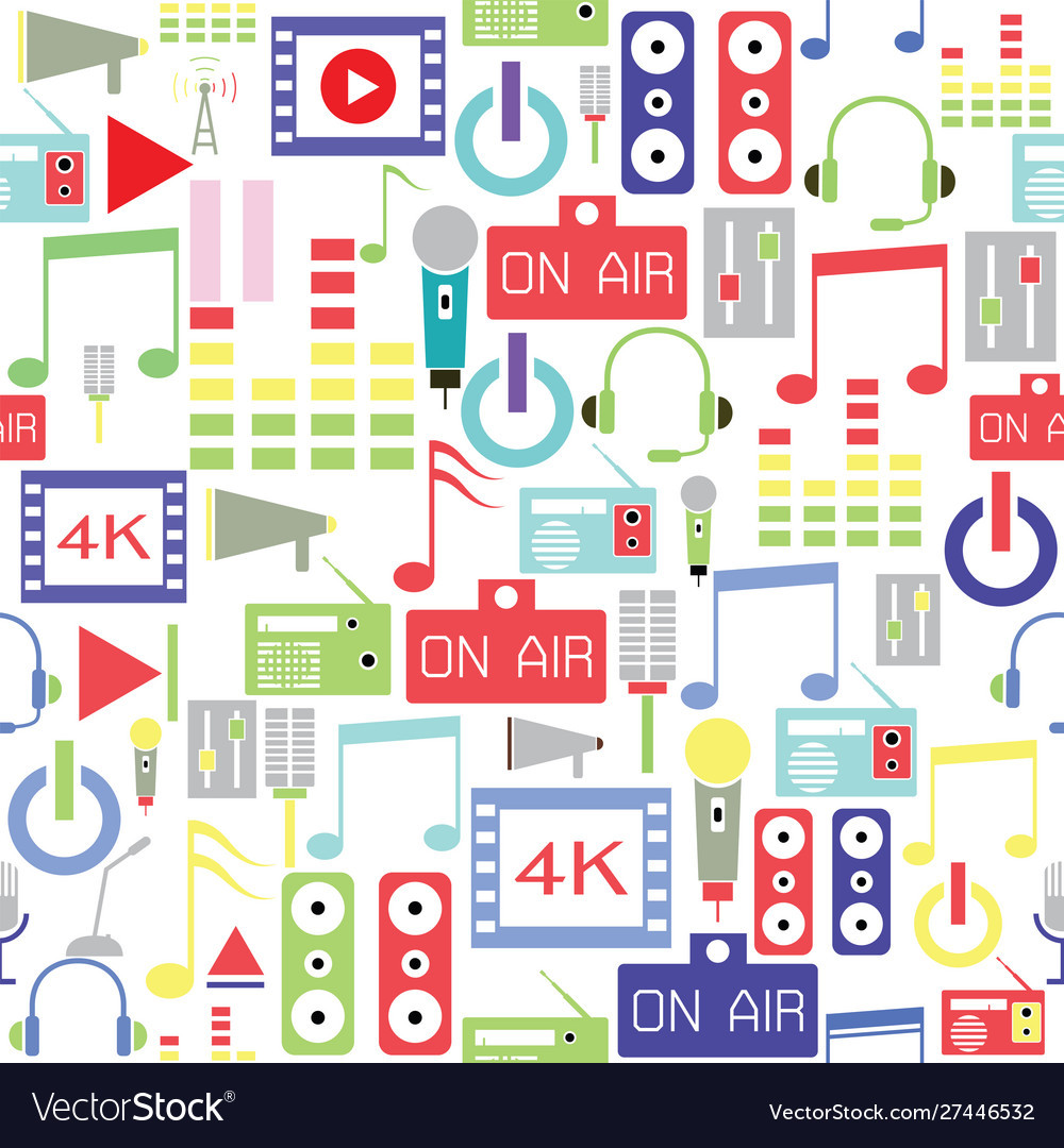 Audio seamless pattern background icon