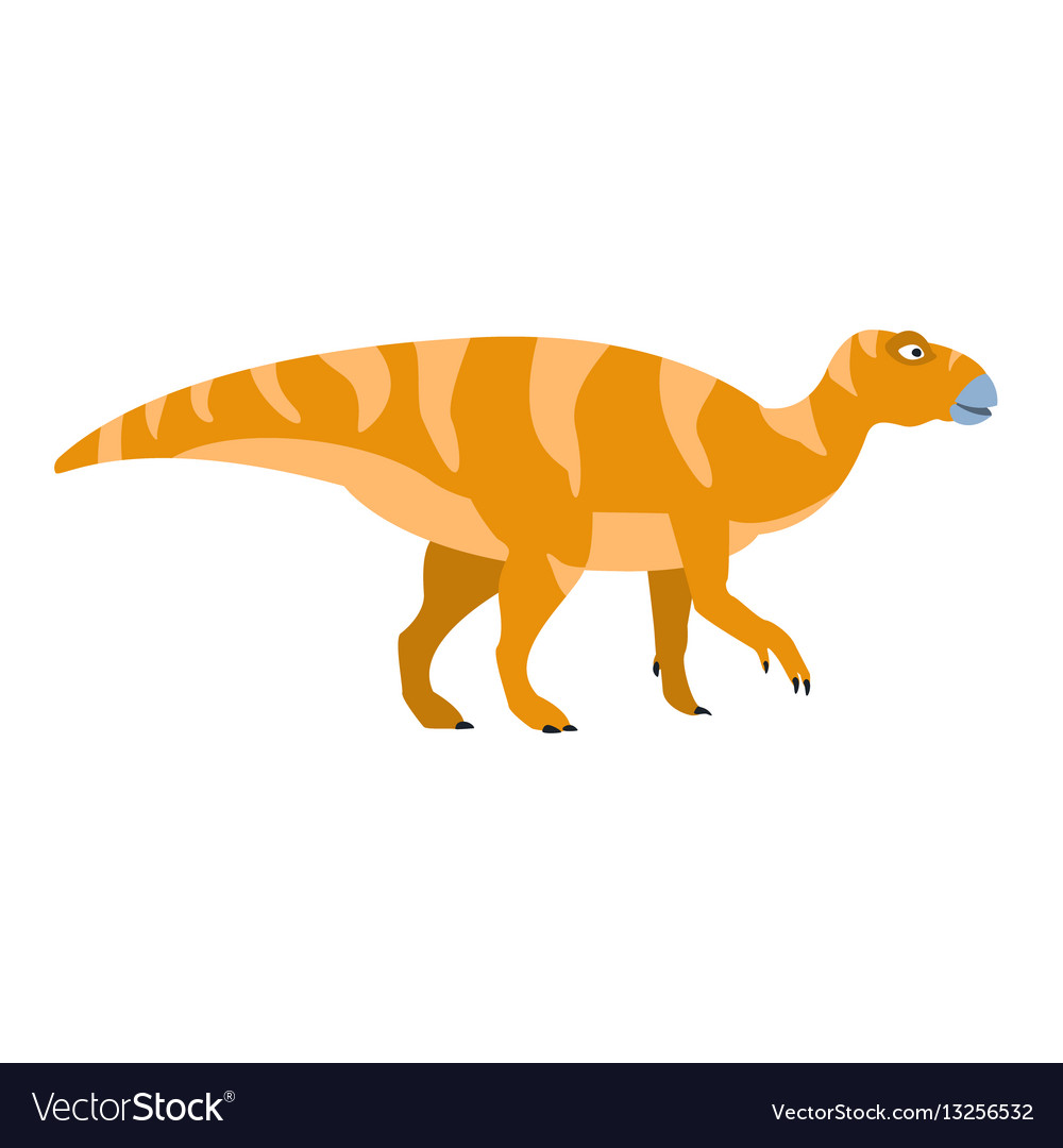 Birdlike beak orange dinosaur of jurassic period Vector Image