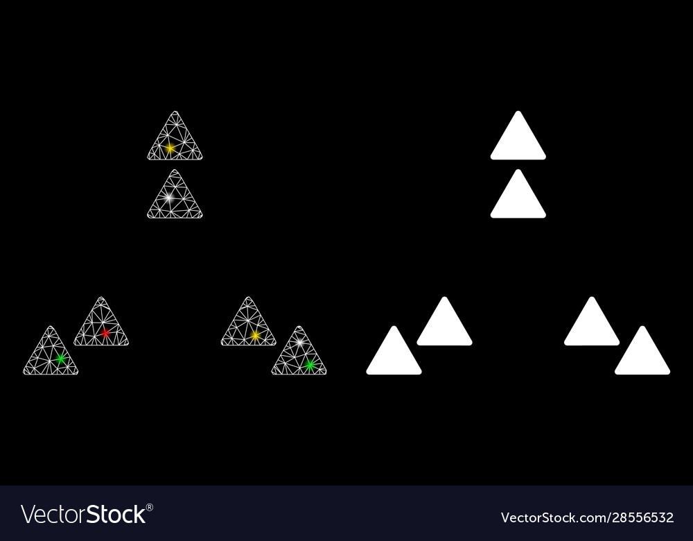 Bright mesh network move out triangles icon vector image Bright mesh network move out triangles icon