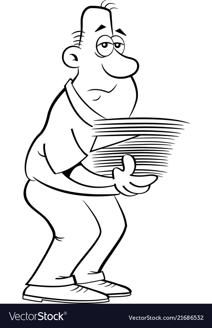 Cartoon weary man with an armload papers Vector Image