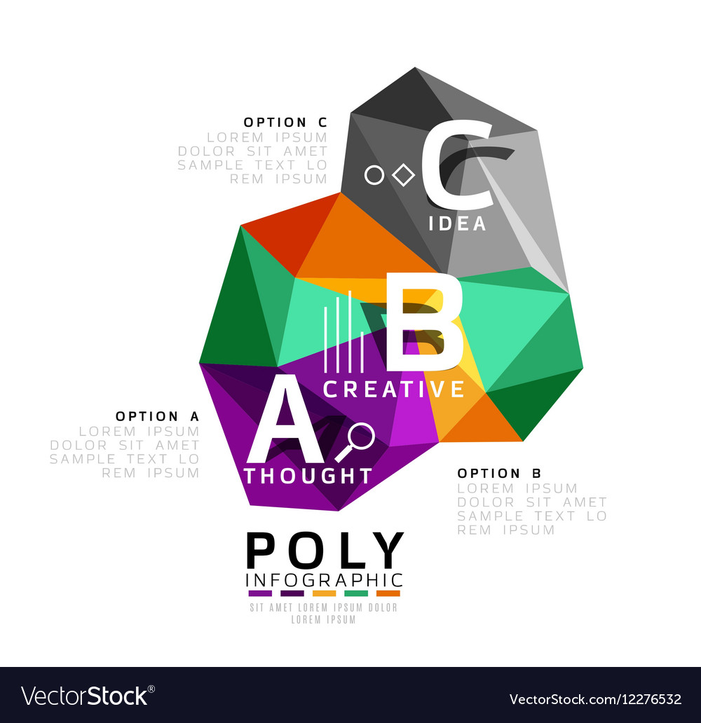 Colorful abstract low poly infographic