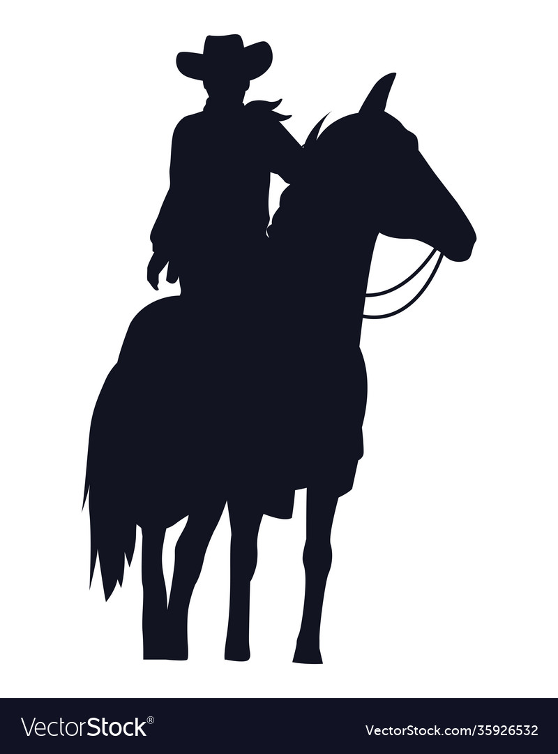 Cowboy figure silhouette in horse Royalty Free Vector Image