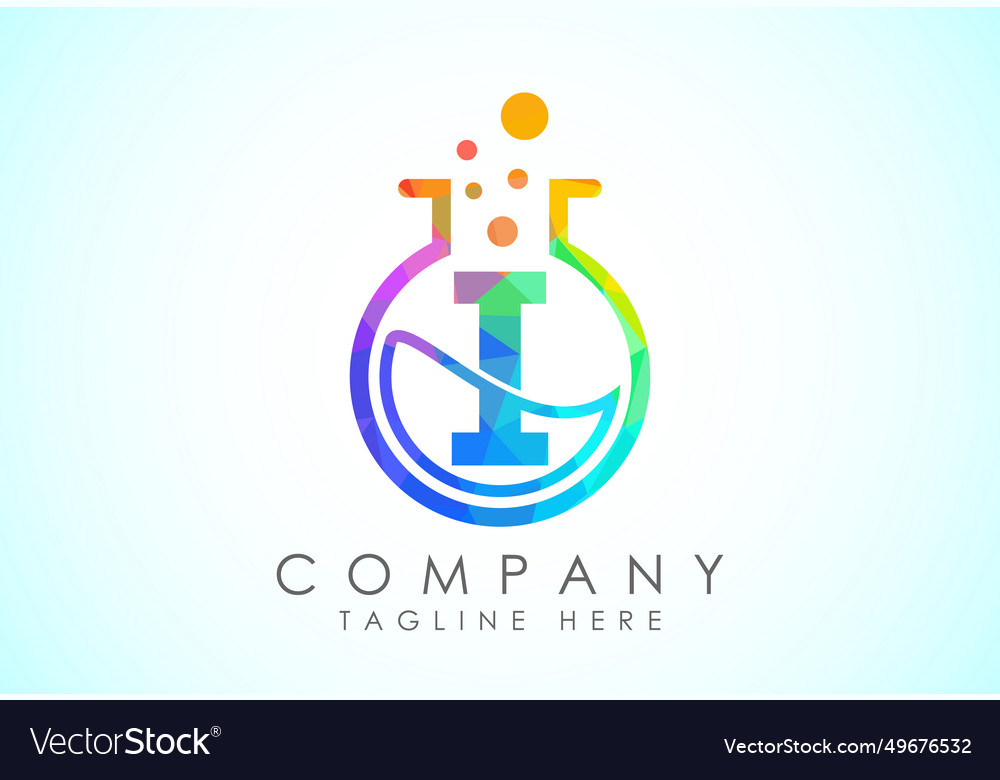 English alphabet i with science lab emblem low
