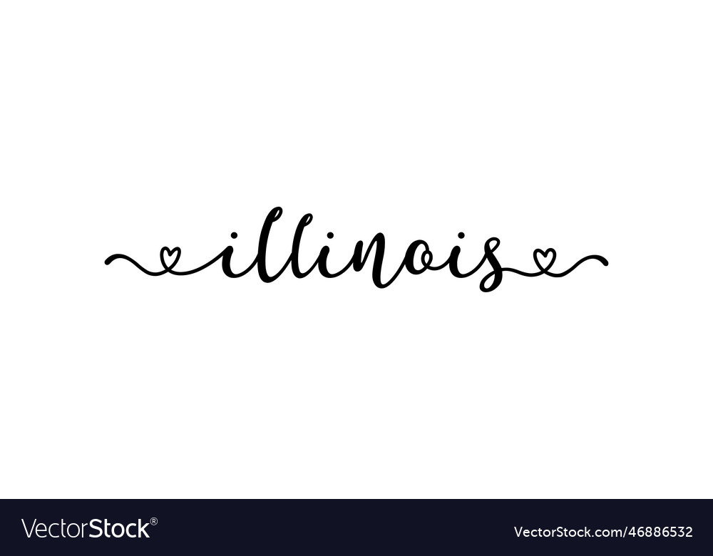Hand sketched illinois text script lettering
