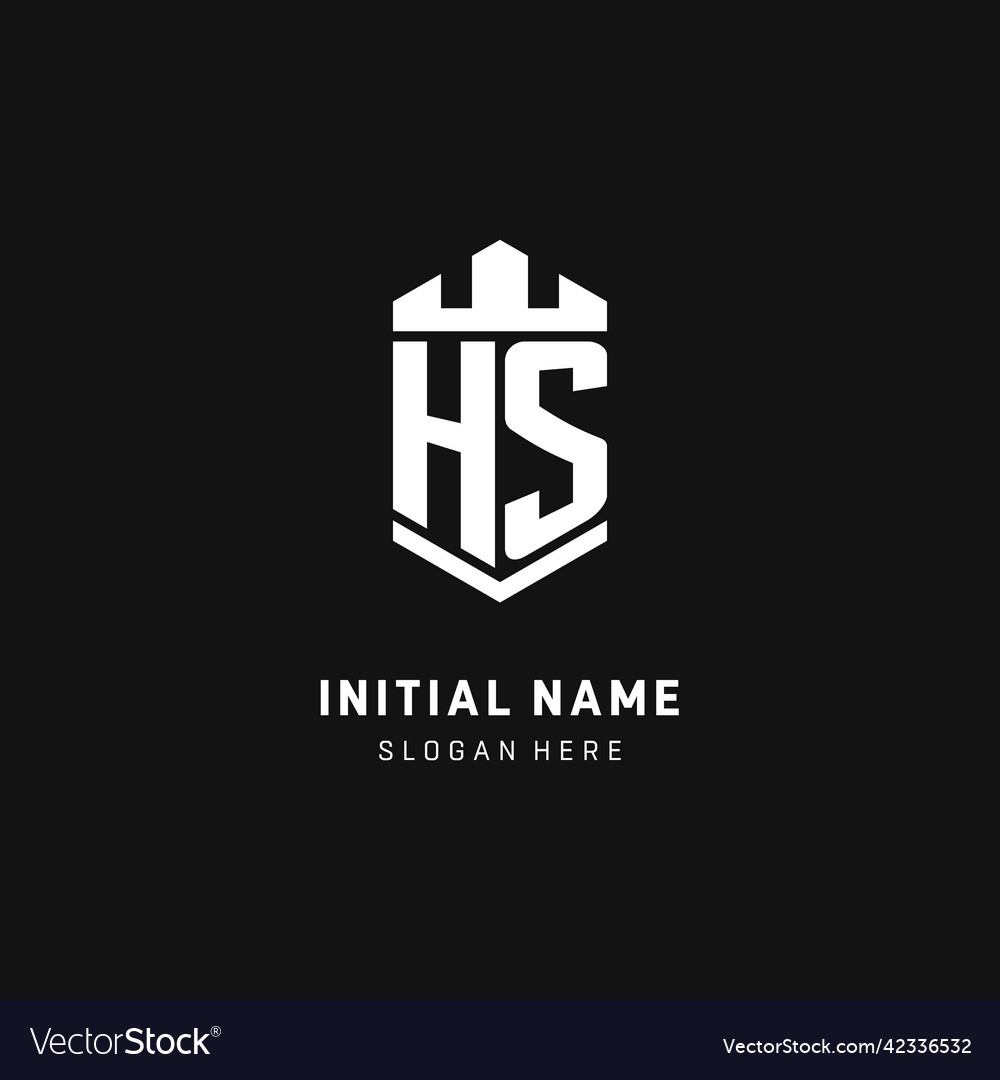 Hs monogram logo initial with crown and shield Vector Image Hs monogram logo initial with crown and shield