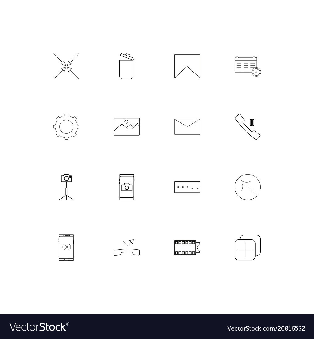 Interface linear thin icons set outlined simple