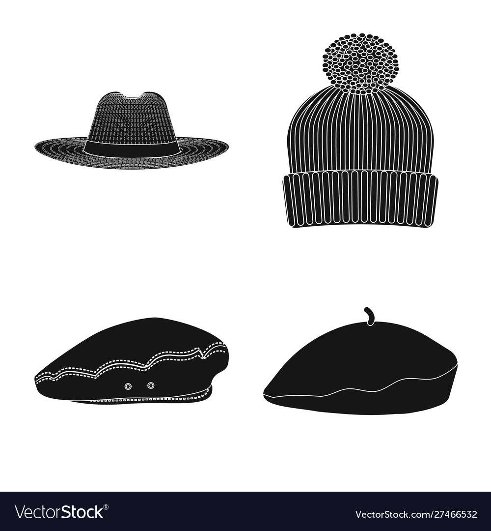 Isolated object headgear and cap sign set Vector Image Isolated object headgear and cap sign set
