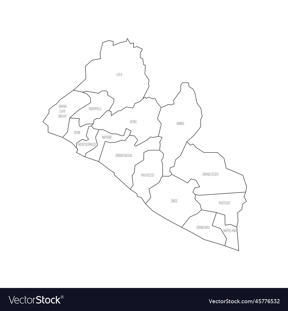 Liberia Political Map Of Administrative Divisions Vector Image