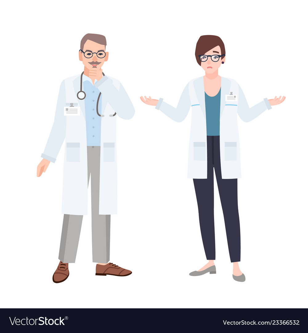 Male And Female Physicians Wearing White Coats Vector Image male-and-female-physicians-wearing-white-coats-vector-image