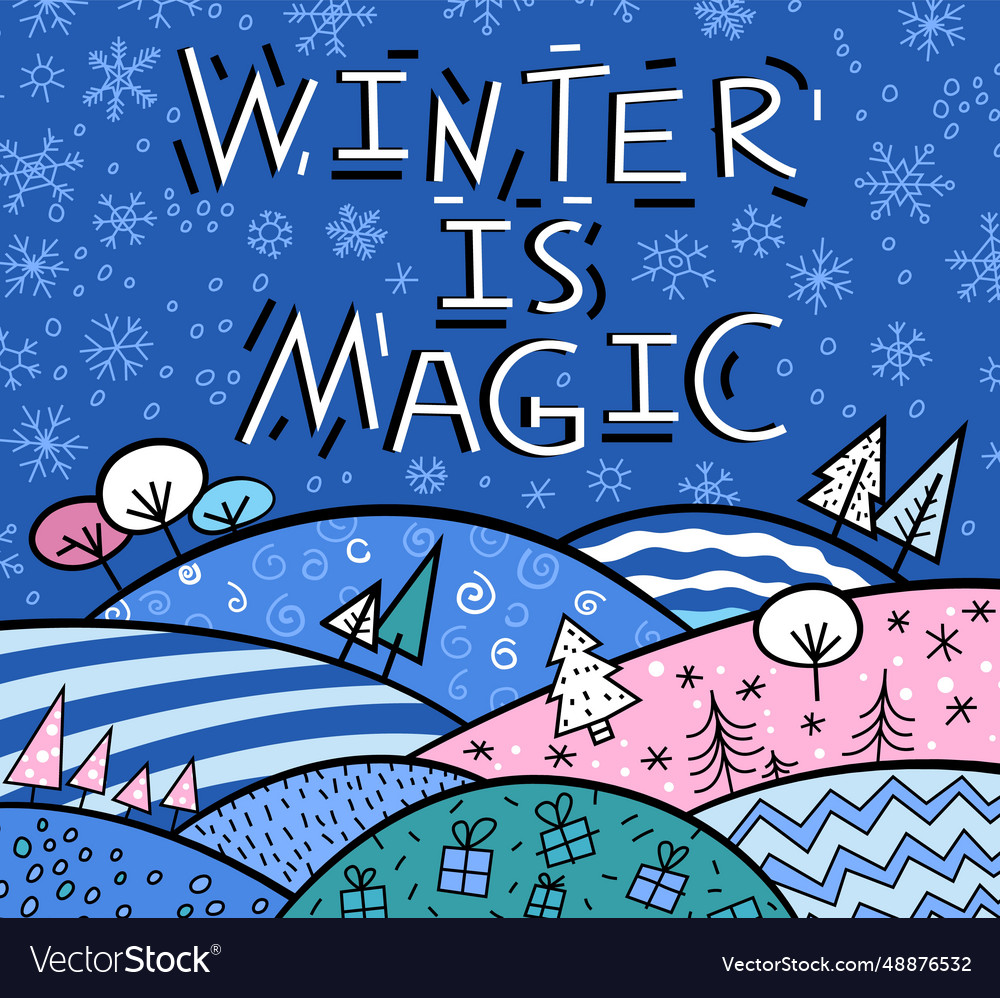 New year winter design with custom typography Vector Image