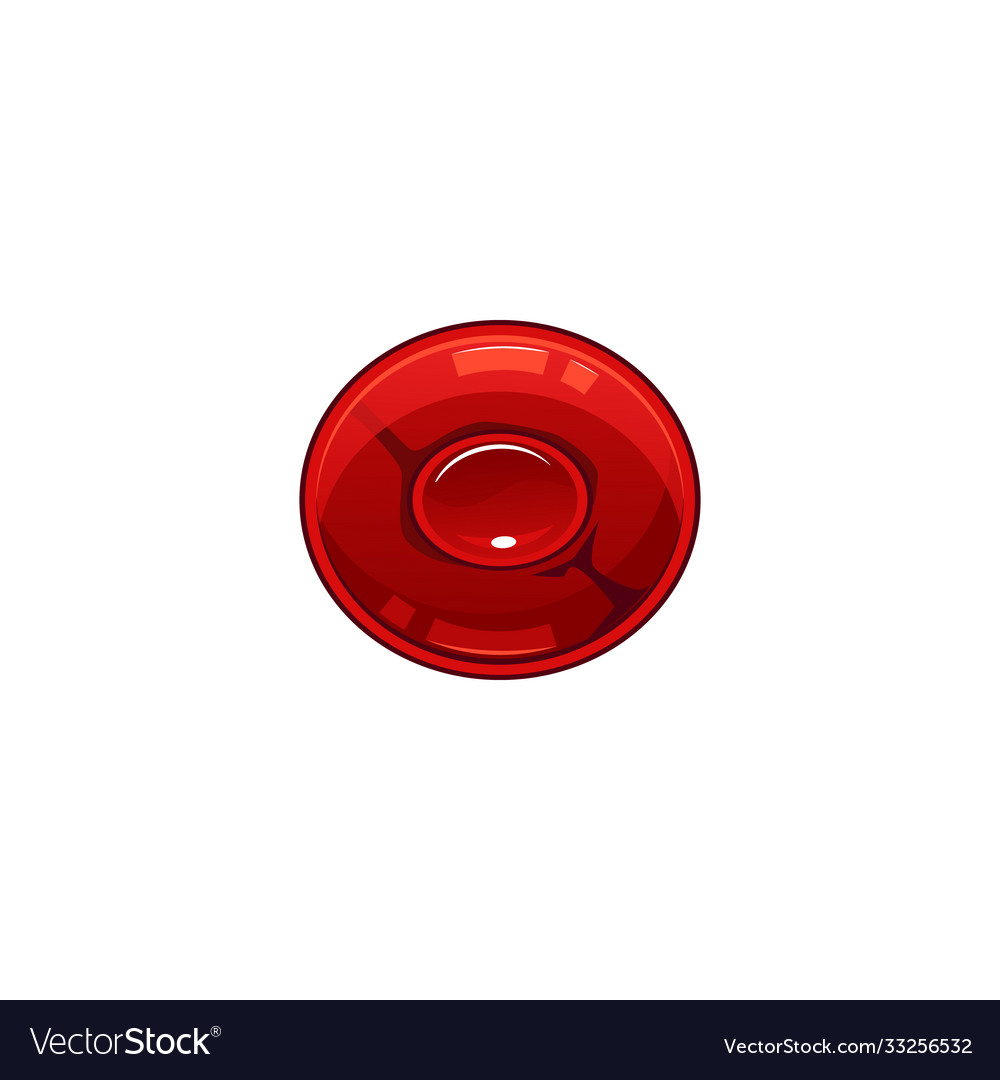 Oval red rubin or crystal gemstone icon cartoon