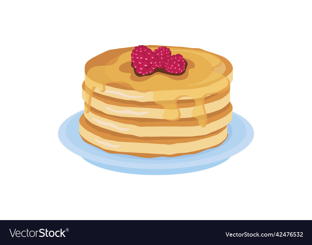 Pancake sweet food raspberries icon Royalty Free Vector