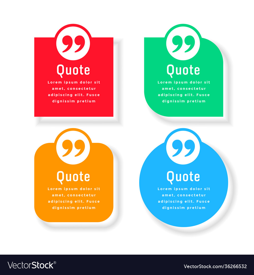 Quotes bubble boxes template in four colors