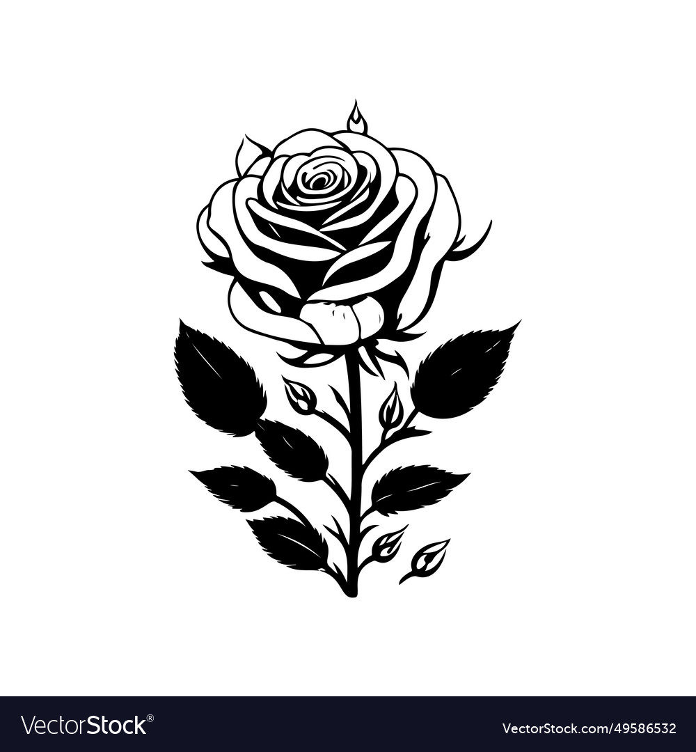 Rose icon hand draw black flower logo symbol Vector Image